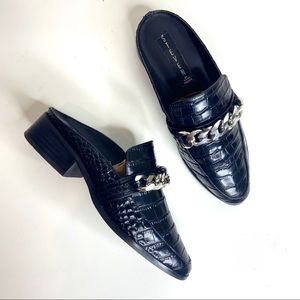 Steve Madden Swanki Black Leather Croc Mules 6.5